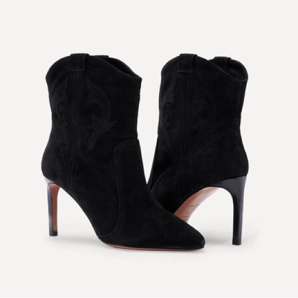 ba&sh caitlin suede ankle boots black sz 37 - Picture 6 of 8